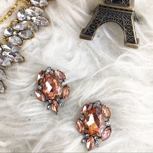 Statement rhinestone earrings orange